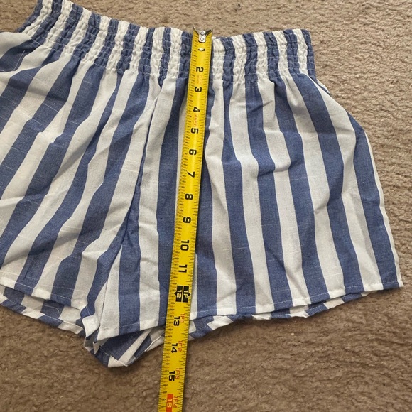 SHEIN Blue & White Striped Pull On Cotton Blend Shorts NWOT - Picture 10 of 10